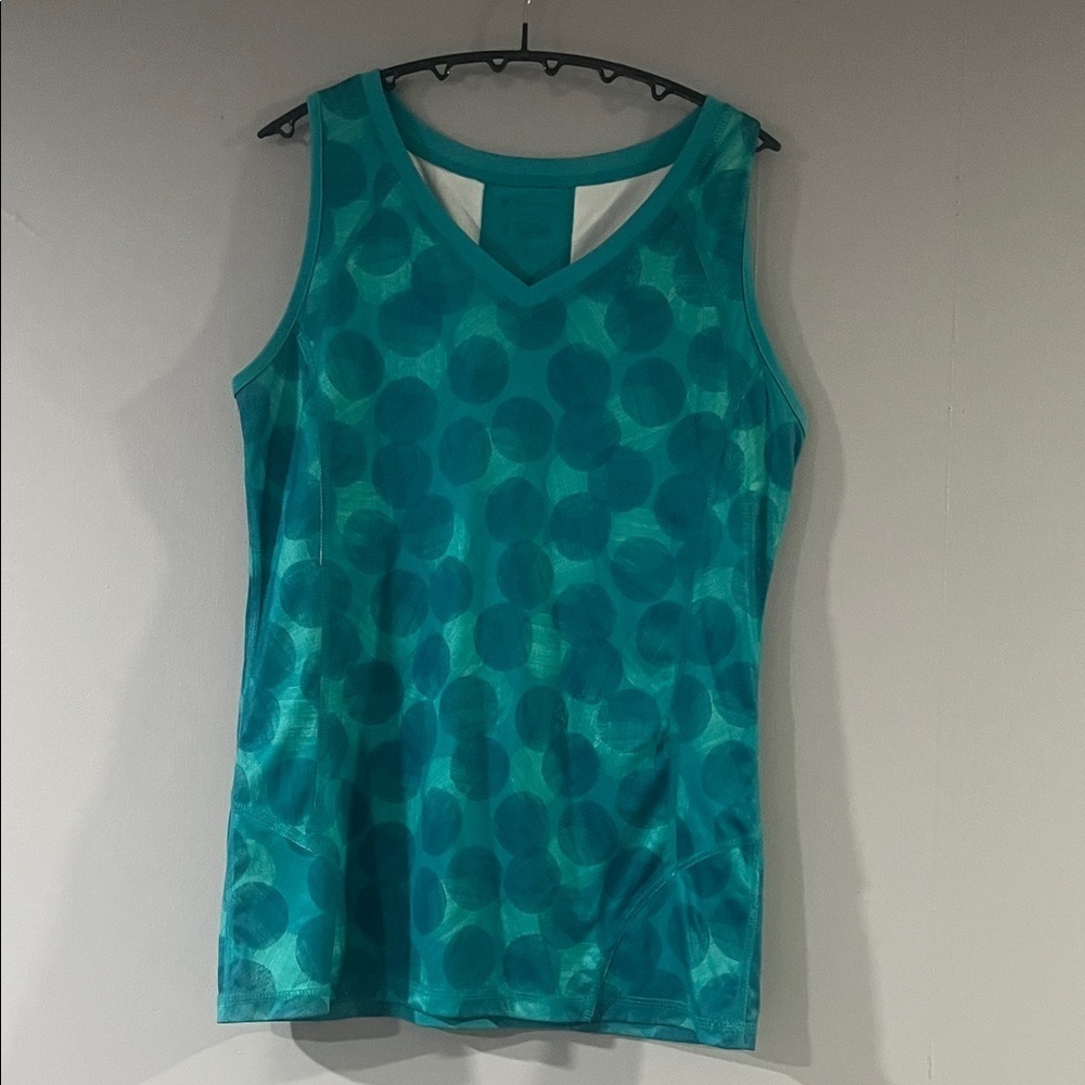 tek gear Teal Polka Dot V-Neck Tank Top